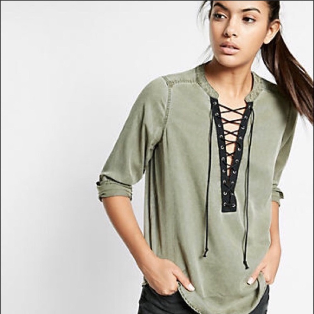 Express dark green long sleeved top